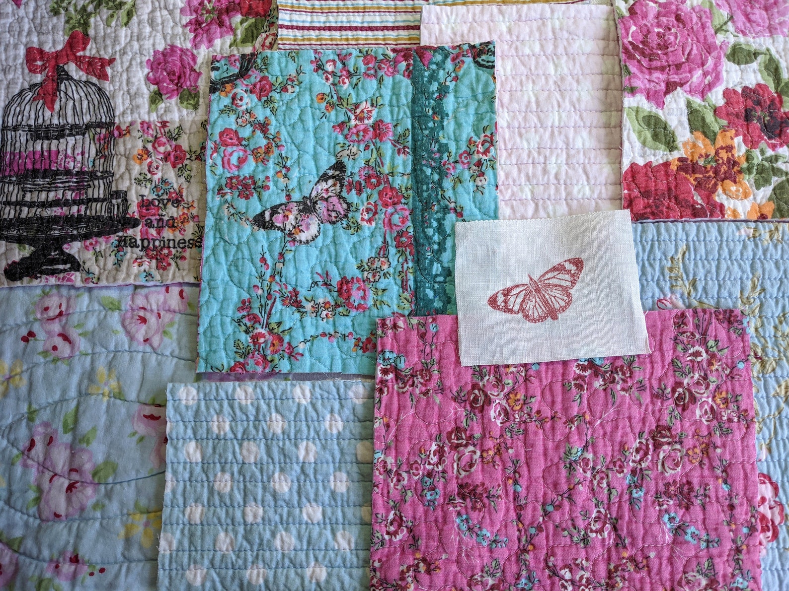 Vintage Quilt Fabric Pieces Remnants Bundle Quilted Cotton Etsy