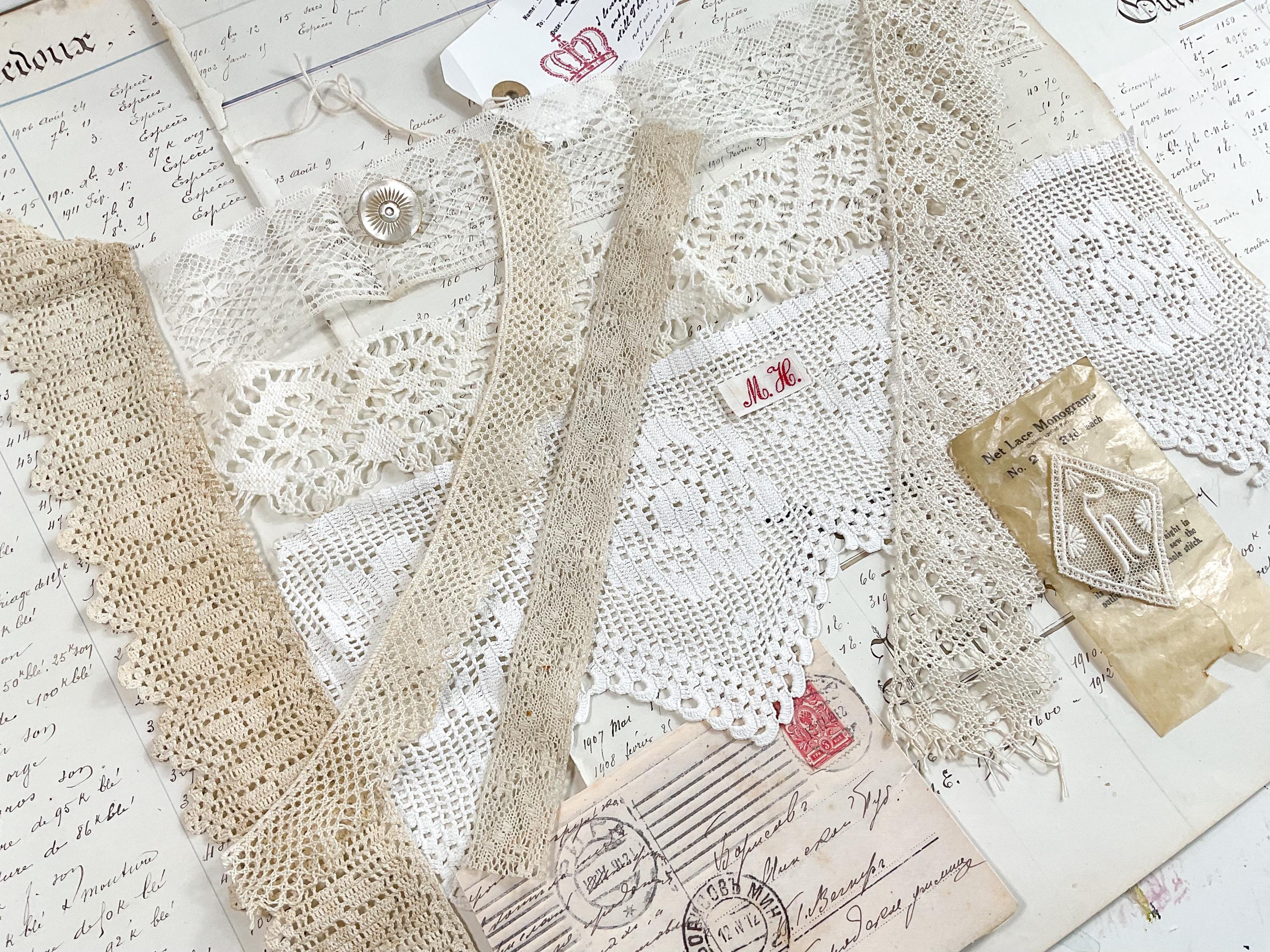 Lace Rustique Antique French Lace Bundle- Vintage Hand Made Lace for Slow Stitching ...