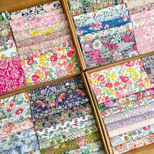 Liberty Fabric Tana Lawn Squares Bundle with Mixed Colours  of Vintage Liberty of London Fabric for  Slow Stitching quilting and patchwork