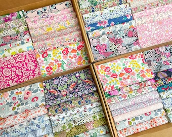 Liberty Fabric Tana Lawn Squares Bundle with Mixed Colours  of Vintage Liberty of London Fabric for  Slow Stitching quilting and patchwork