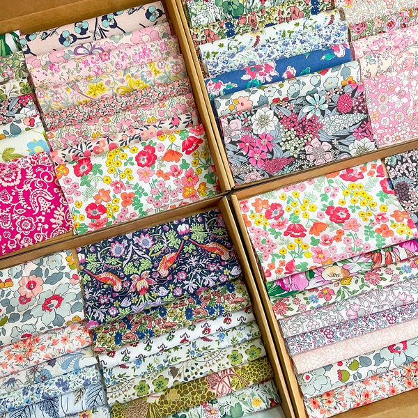 Liberty Fabric Tana Lawn Squares Bundle with Mixed Colours  of Vintage Liberty of London Fabric for  Slow Stitching quilting and patchwork