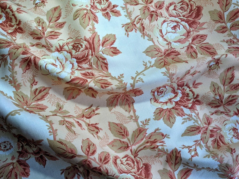 Vintage Laura Ashley Linen Fabric Peach Roses for Curtains and - Etsy