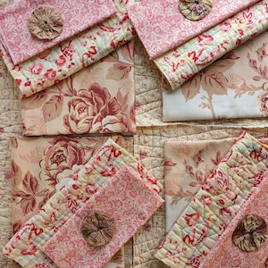 Antique Quilt and Vintage Fabric Bundle, Vintage Quilt ,and Fabric Remnants for Slow Stitching