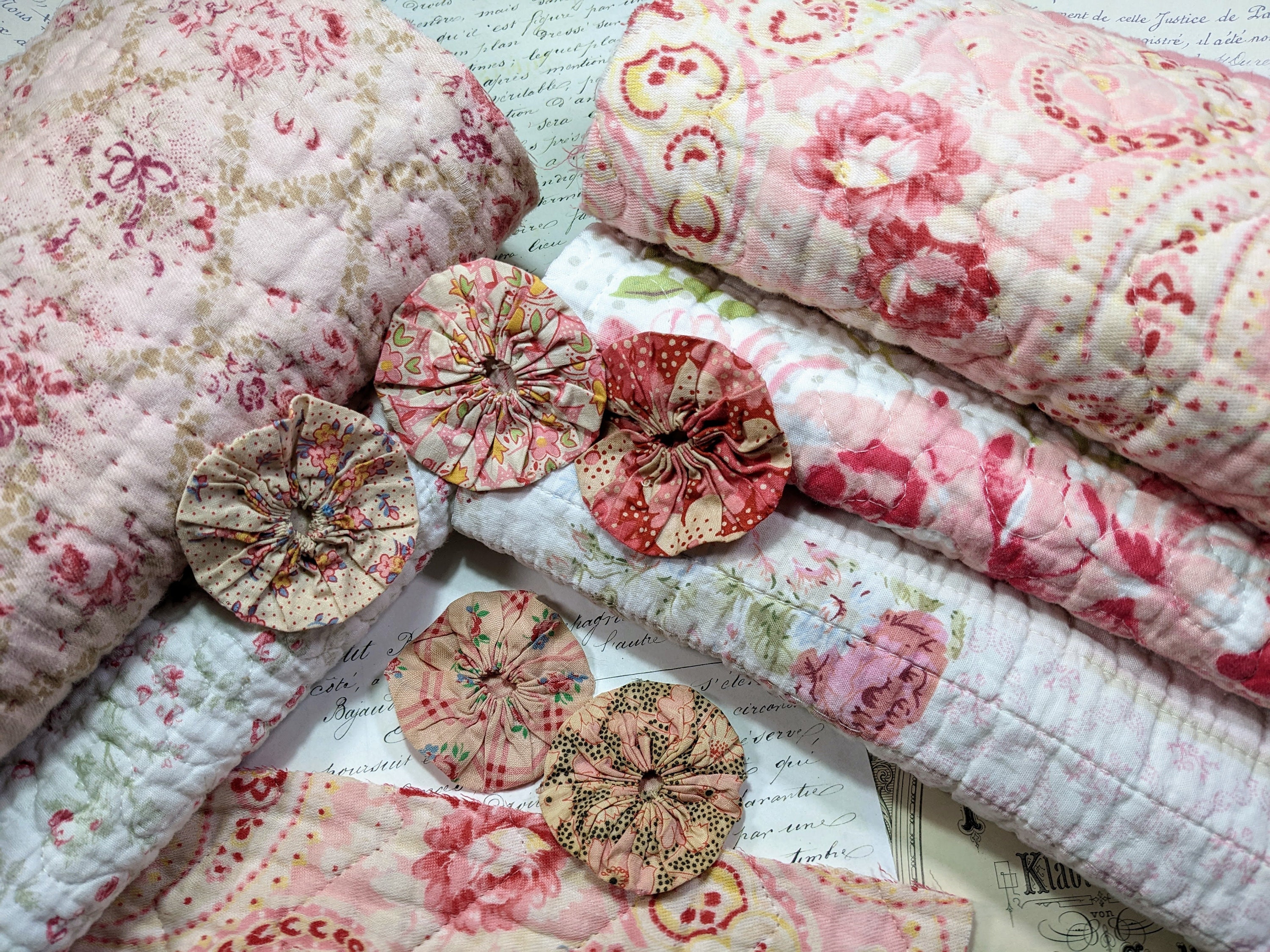 Antique & Vintage Quilt Pieces in Shades of Blush Pink Plus Etsy