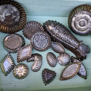 Vintage French Pastry Tins, Patisserie , Baking Metal Tart Tins, Kitchenalia image 1