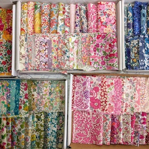 Liberty Fabric Tana Lawn Squares Bundle with Mixed Colours of Vintage Liberty of London Fabric , Slow Stitching, quilting, patchwork, choose