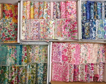Liberty Fabric Tana Lawn Squares Bundle with Mixed Colours of Vintage Liberty of London Fabric , Slow Stitching, quilting, patchwork .