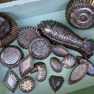 Vintage French Pastry Tins, Patisserie , Baking Metal Tart Tins, Kitchenalia image 8