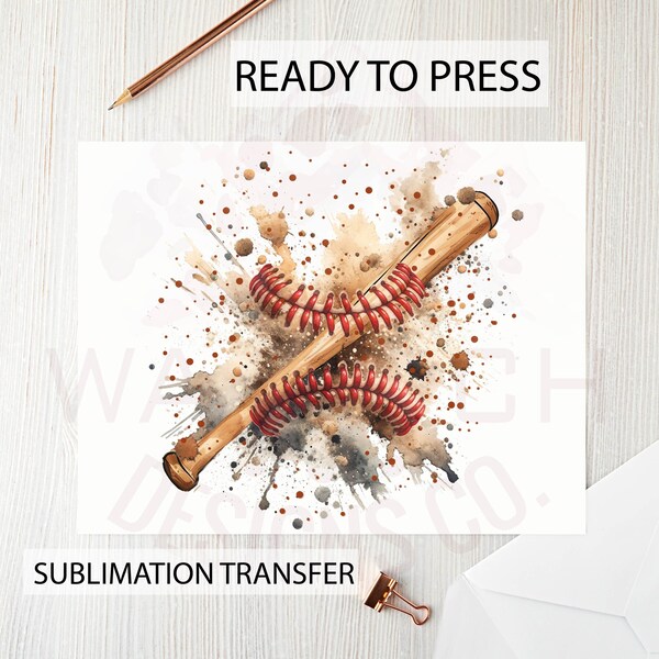 Baseball sublimation transfer | Ready to press | Heat press transfer | Baseball splatter | Retro | DIY shirt transfer | DTG printing | Gifts