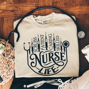 Nurse Life Scrubs Patient Caring Skilled Sublimation Transfer (Ready to Press), Heat Press Transfer, Image Transfer, Nurse Transfer