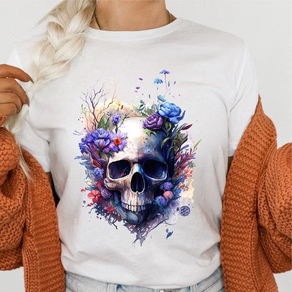 Watercolor SKULL sublimation transfer, Ready to press transfer, Heat press transfer, Skull transfers, DTG printing, sublimation printing