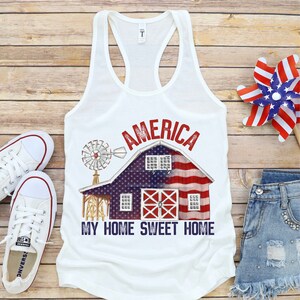 America my home sweet home prêt à appuyer transfert par sublimation, transfert de presse thermique, transfert d’images, États-Unis, 4 juillet, Patriotic, impressions DTG