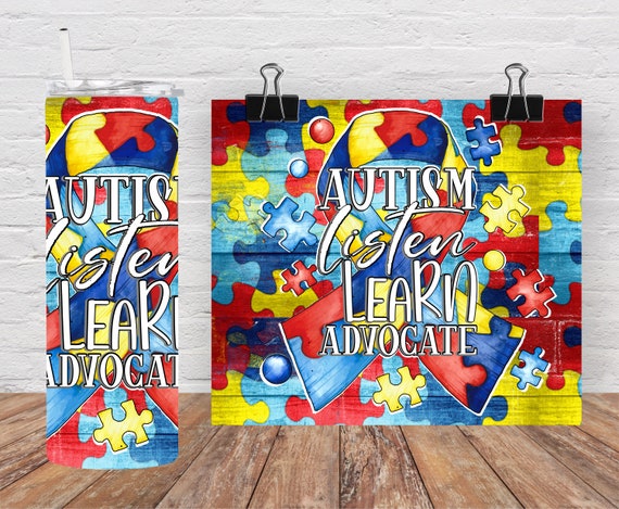 Autism wrap, Sublimation transfer, Ready To Press, Heat press transfer, Skinny Tumbler, image transfer, Full wrap tumbler transfer