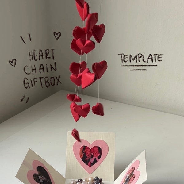DIY Heart chain giftbox template