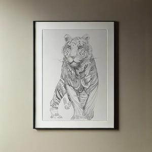 DIGITAL - Dibujo de tinta de tigre - Serie de vida silvestre auténtica - Impresión artística lista para descargar para el hogar