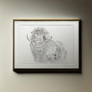DIGITAL - Bison Art Print - Ink Illustration Series - Authentic Wildlife Art Ready for Download