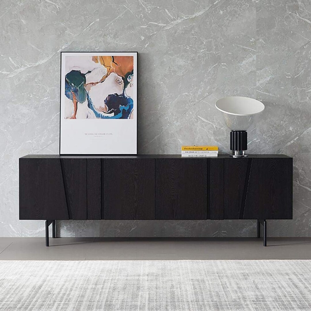 Nordic Dark Coffee TV Stand Minimalist Media Console With Etsy