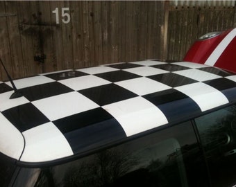 MINI Checked Checkered Checks Roof Sticker Kit-Decal-Lots Of Colours-Cooper S  Mini One ,20 squares @ 235x235mm sheet