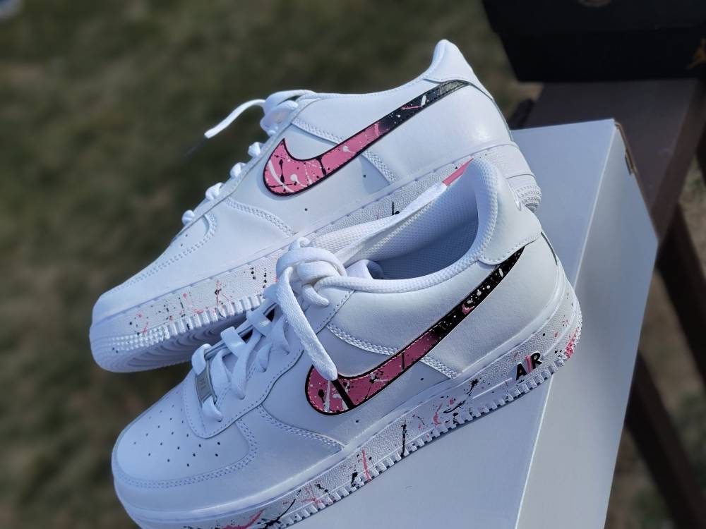 Nike Air Force 1 Custom Explosive Neon Splatter Graffiti White Shoes Men  Women