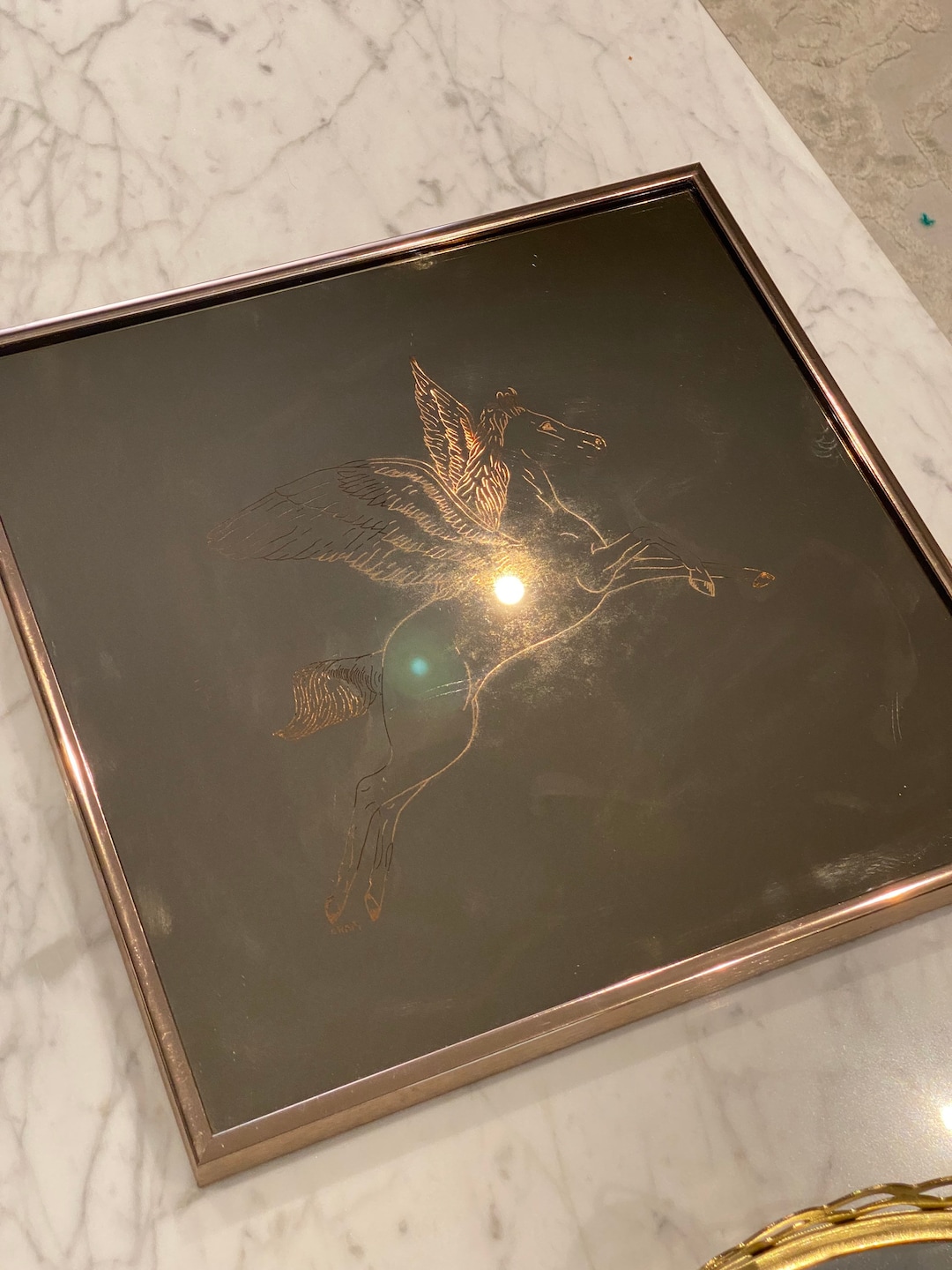 Vintage Mirror Etched Art Original Signed - Etsy