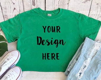 Gildan G500 Turf Green Shirt Mockup, Unisex T-Shirt Mockup