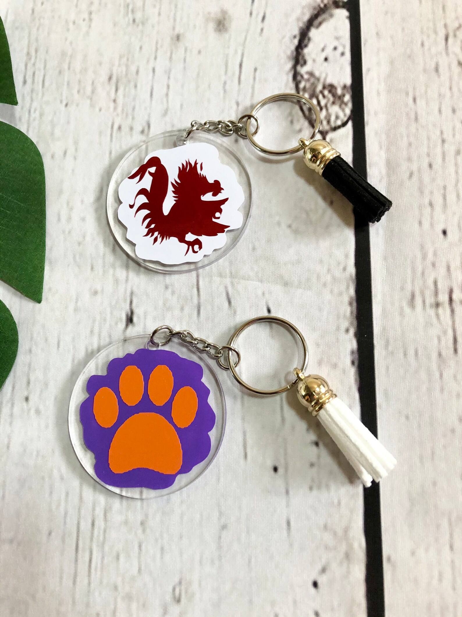 Tiger keychain Gamecock keychain sports acrylic keychain Etsy
