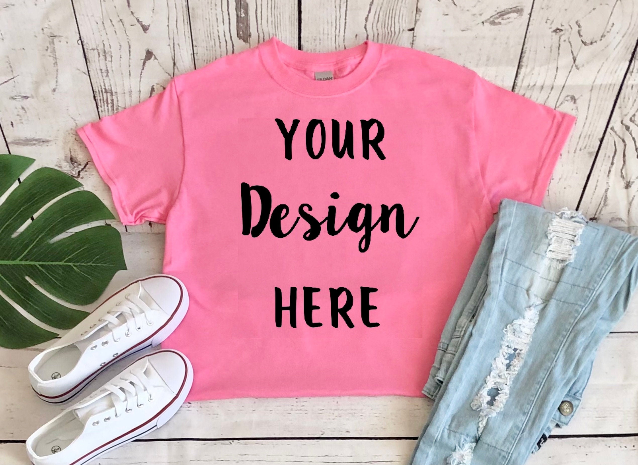 Gildan Pink Shirt Mockup Gildan G 500 Azalea Unisex Shirt Etsy