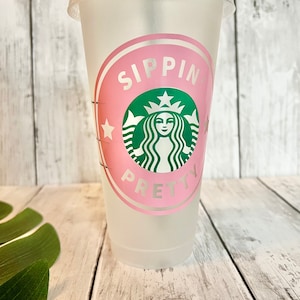 Vaso reutilizable para bebidas frías Sippin Pretty de Starbucks, vaso de hermandad griega