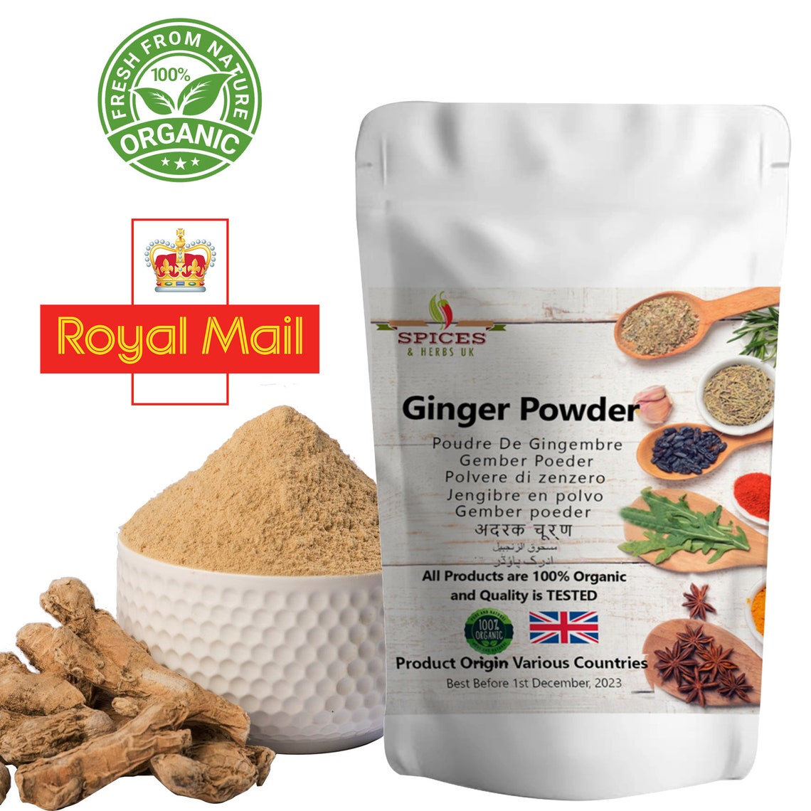 Ground Ginger Powder 100 Organic superior Srilankan Roots Etsy