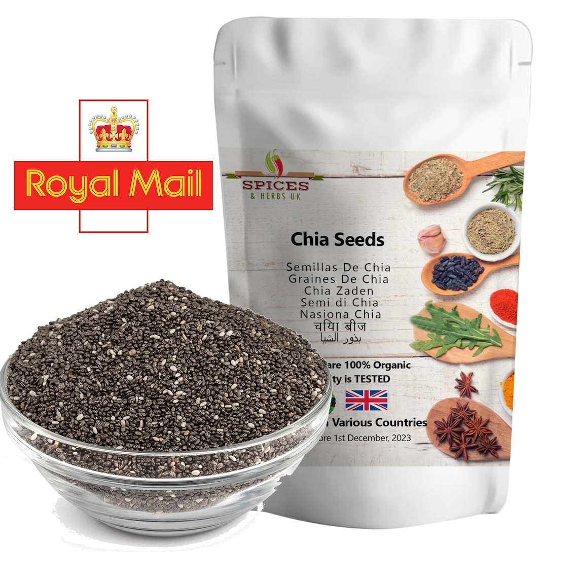 Whole Chia Seeds Organic Organically Grown Tukmaria Seed 100g Etsy