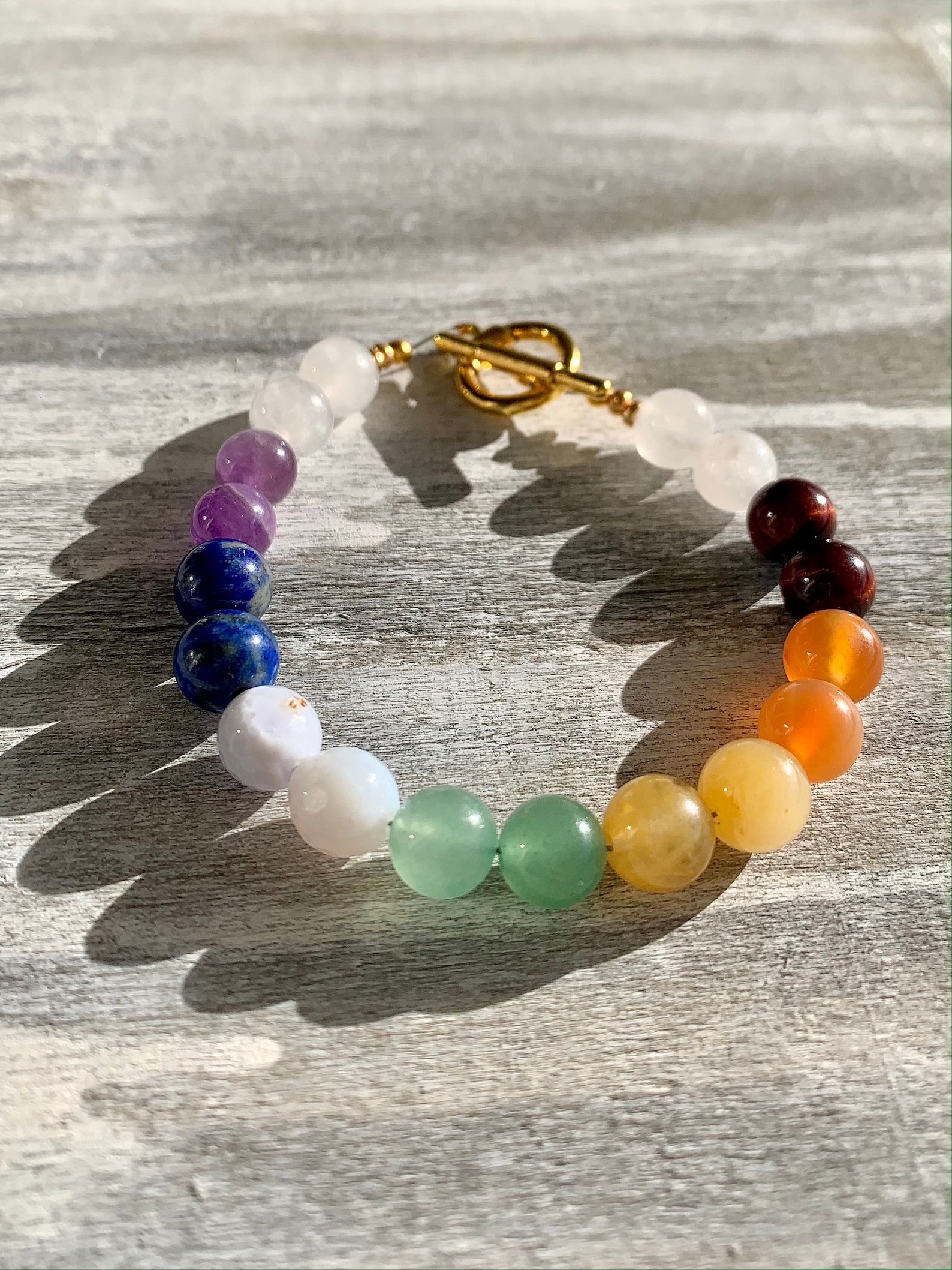 Crystal Chakra Bracelet with Snow Quartz 7 Chakra Crystal Etsy