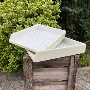 1 of 2 Neolt Italy Desk Organizer, Vintage Space Age Design, Documents and Mail Tray, White Plastic, Postmodern Interior Gift Idea