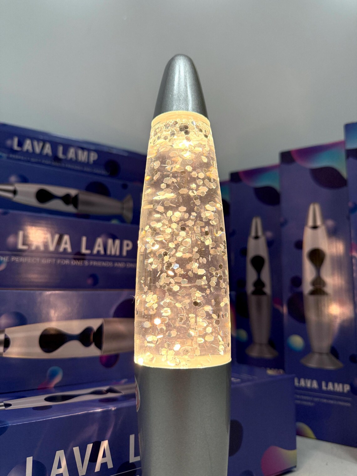 Vintage Glitter Lava Lamp, 1990s Rocket Table Lamp, New Old Stock, photo 2 sur 5