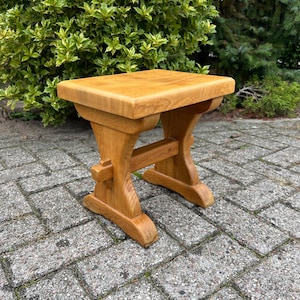Vintage Wooden Plant Table, Hallway Entrance Decor, Farmhouse Style Furniture, Brutalist Wooden Stool, Rustic Interior Ideas