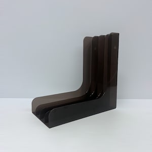 LP Holder Smoked Dark Grey Brownish, Vintage Transparent Acrylic Vinyl Record Holder Rack, Space Age Design, Mid Century Music Storage