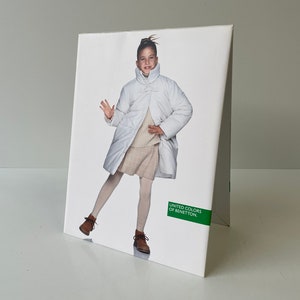 Vintage 90s Benetton Store Display, Rare Double-Sided Cardboard Sign, Oliviero Toscani Advertising, Iconic Fashion Memorabilia Collectible