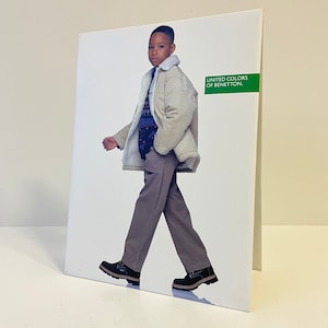 Vintage 90s Benetton Store Display, Rare Double-Sided Cardboard Sign, Oliviero Toscani Advertising, Iconic Fashion Memorabilia Collectible