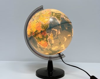 Vintage Illuminated Globe, Made In Italy, Dutch Language, Planet Earth Lamp, Decorative Education Gift