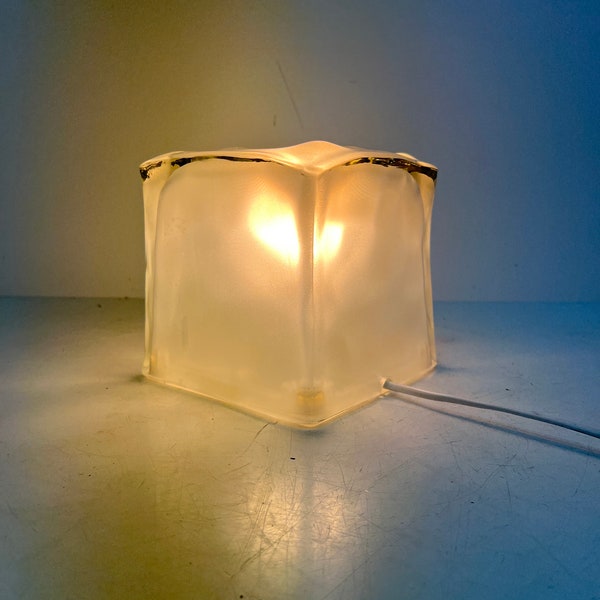 Vintage Ikea Ice Cube Lamp, Glass Shade Light, Postmodern Design, Interior Gift Idea, Bedroom Nightstand Table Lamp