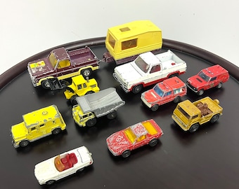 Lot Majorette Vehicles For Parts, 11 Vintage French Diecast Cars, Toy Trucks and Cars, Retro Gifts for Kids and Collectors