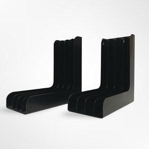1 of 2 Black LP Holder, Vintage Vinyl Record Holder Rack, Space Age Design, Mid Century Music Storage