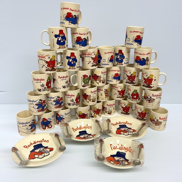 Vintage Paddington Bear Mugs, Vintage Coffee Mugs, Kitchenware Coffee Tea Mugs, Collectible Ceramic Cups, Kitchen Gift Idea