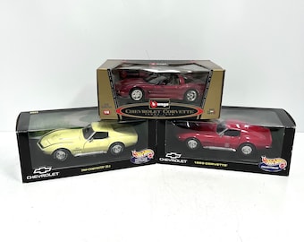 Vintage Hotwheels And Burago Chevrolet Collection, 1990s Scale Model Cars, 1:18 Collectors Items, New Old Stock