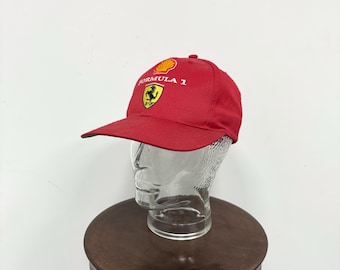 Vintage Ferrari Formula 1 Cap, Red Shell Sponsor Hat, Rare F1 Racing Memorabilia, 90s Scuderia Ferrari Team Cap, Collectible Motorsport Hat