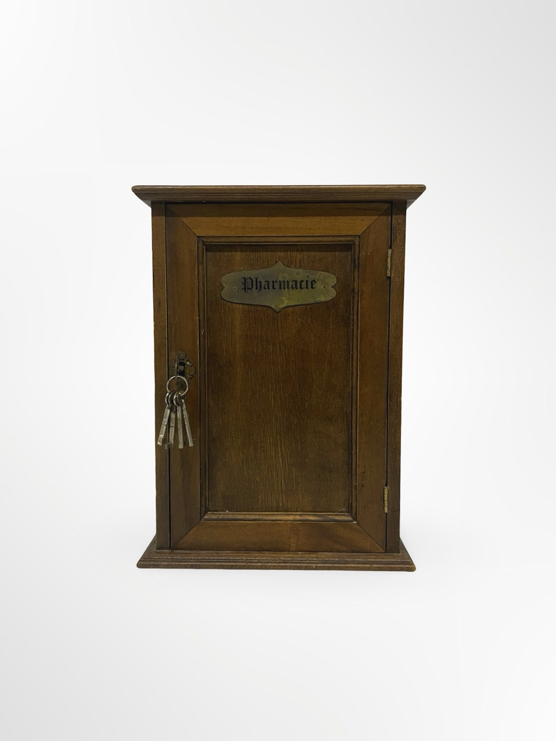 Vintage French Medicine Old Wooden Pharmacy Box, Wall Mount