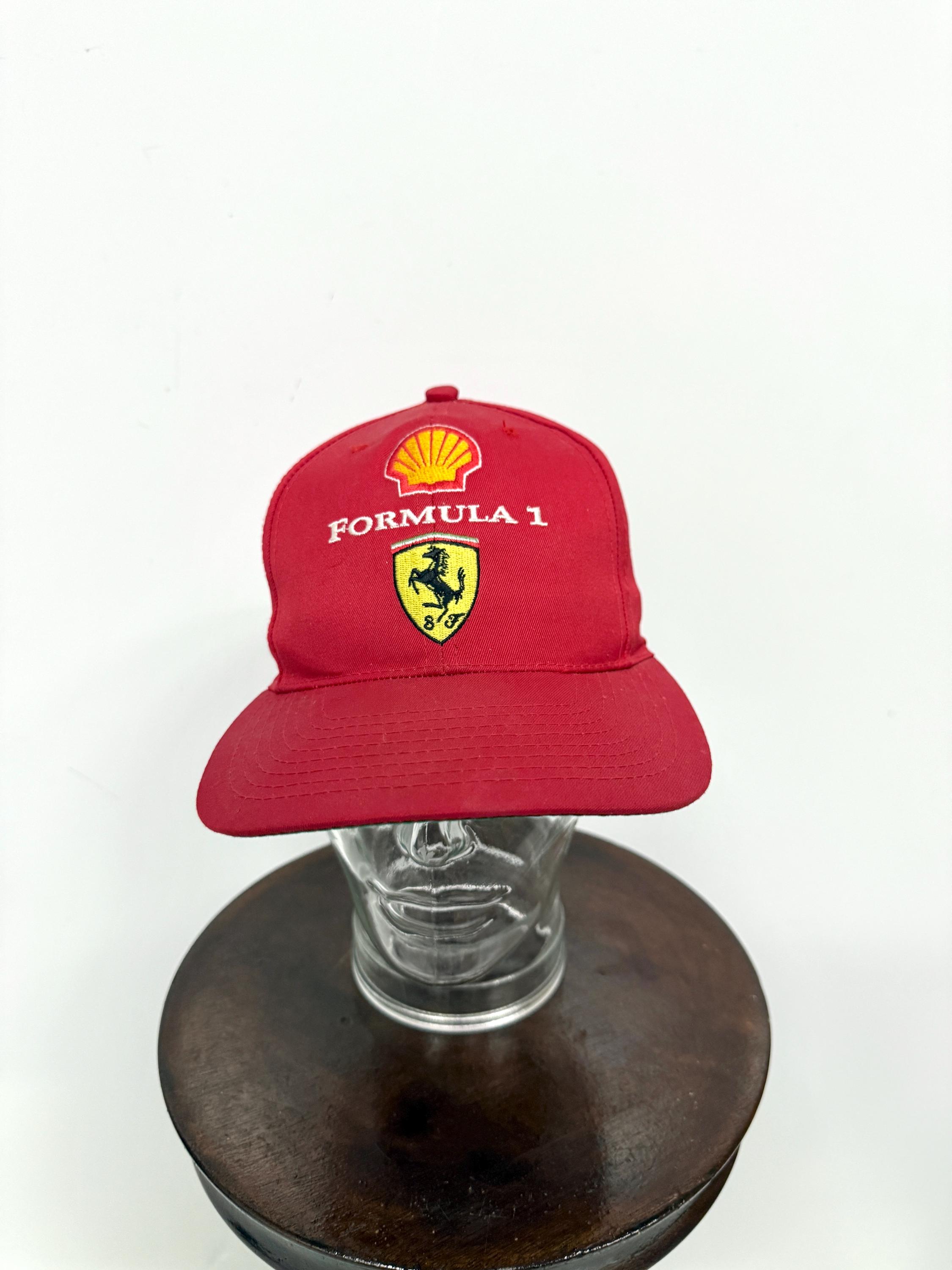 Vintage Ferrari Formula 1 Cap, Blue Shell Sponsor Hat, Rare F1