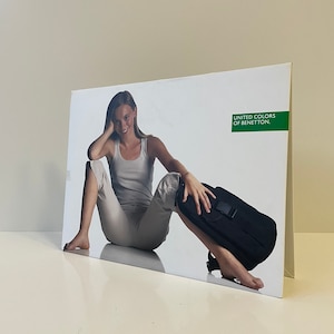 Vintage 90s Benetton Store Display, Rare Double-Sided Cardboard Sign, Oliviero Toscani Advertising, Iconic Fashion Memorabilia Collectible