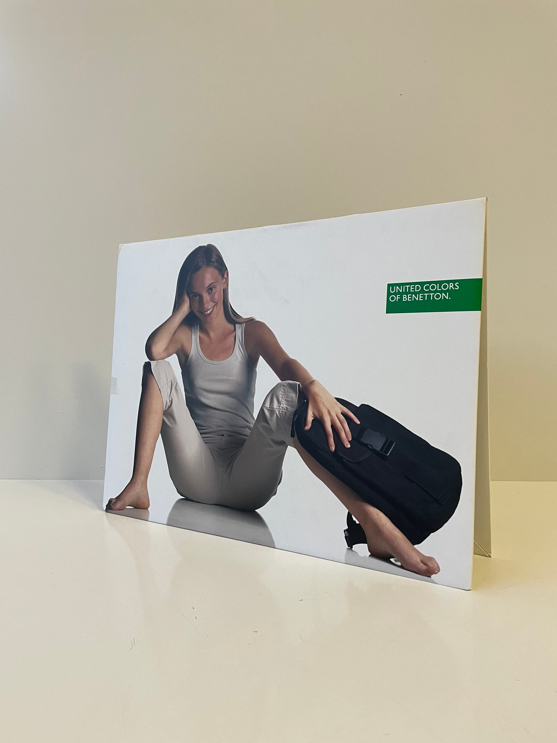 Vintage 90s Benetton Store Display, Rare Double-Sided Cardboard Sign, Oliviero Toscani Advertising, Iconic Fashion Memorabilia Collectible