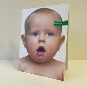 Vintage 90s Benetton Store Display, Rare Double-Sided Cardboard Sign, Oliviero Toscani Advertising, Iconic Fashion Memorabilia Collectible