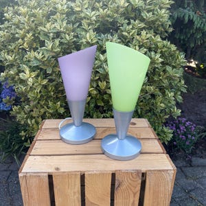 Vintage Ikea Table Lamp, Kryolit Glass Shade, Postmodern Design, Ice Cream Cone Shape, 1990s Lighting